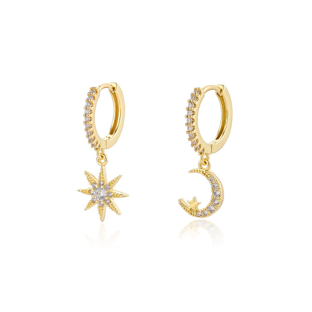 Gorgeous Star Moon Huggie Hoop Earrings